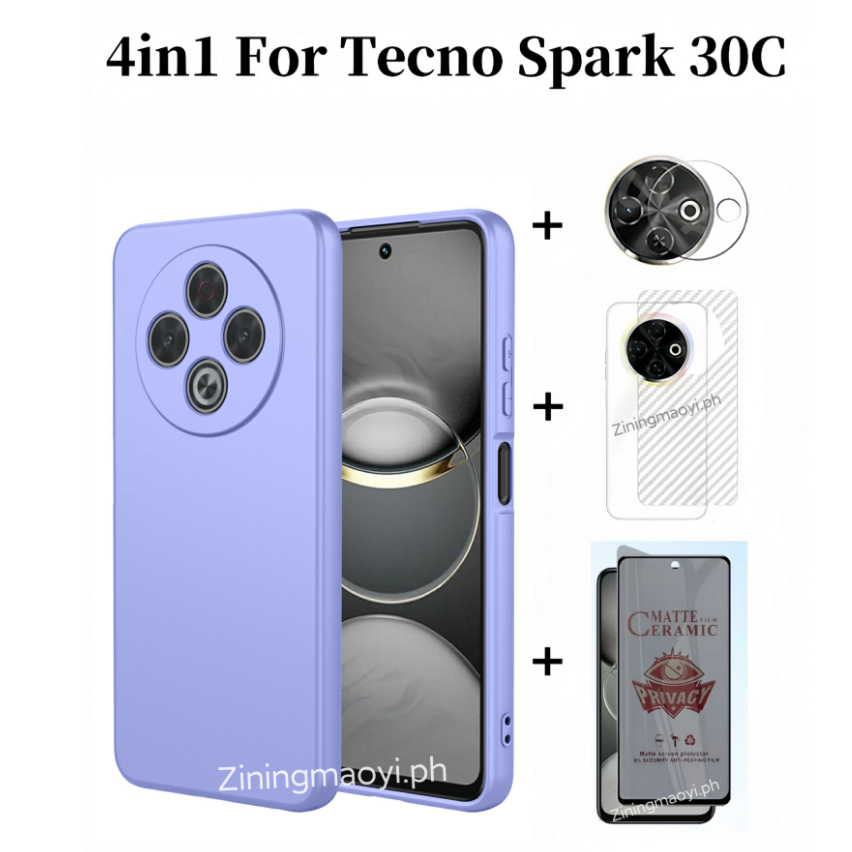 4in1 Dành Cho Tecno Spark 30C Vỏ Điện Thoại Di Động Silicon Lỏng Giả Tecno Spark 30 4G Spark 30pro 4G Gốm Mềm Bảo Mật Phim Và Phim Ống Kính Và Phim Mặt Sau