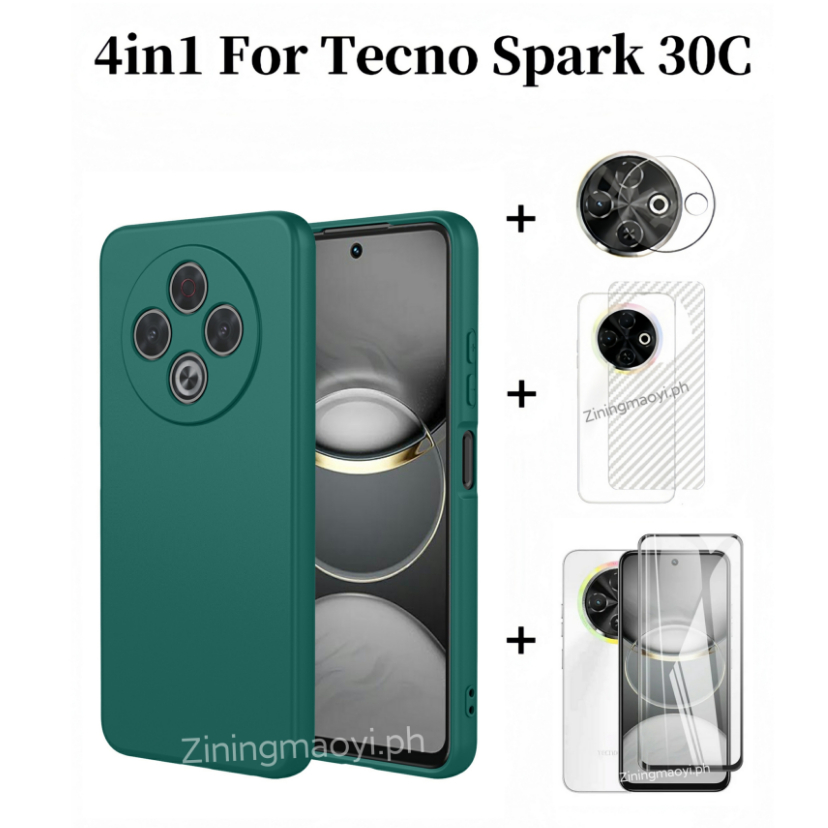 4in1 Dành Cho Tecno Spark 30C Vỏ Điện Thoại Di Động Silicon Lỏng Giả Tecno Spark 30 4G Spark 30pro 4G Kính Cường Lực Phim Và Phim Ống Kính Và Phim Mặt Sau