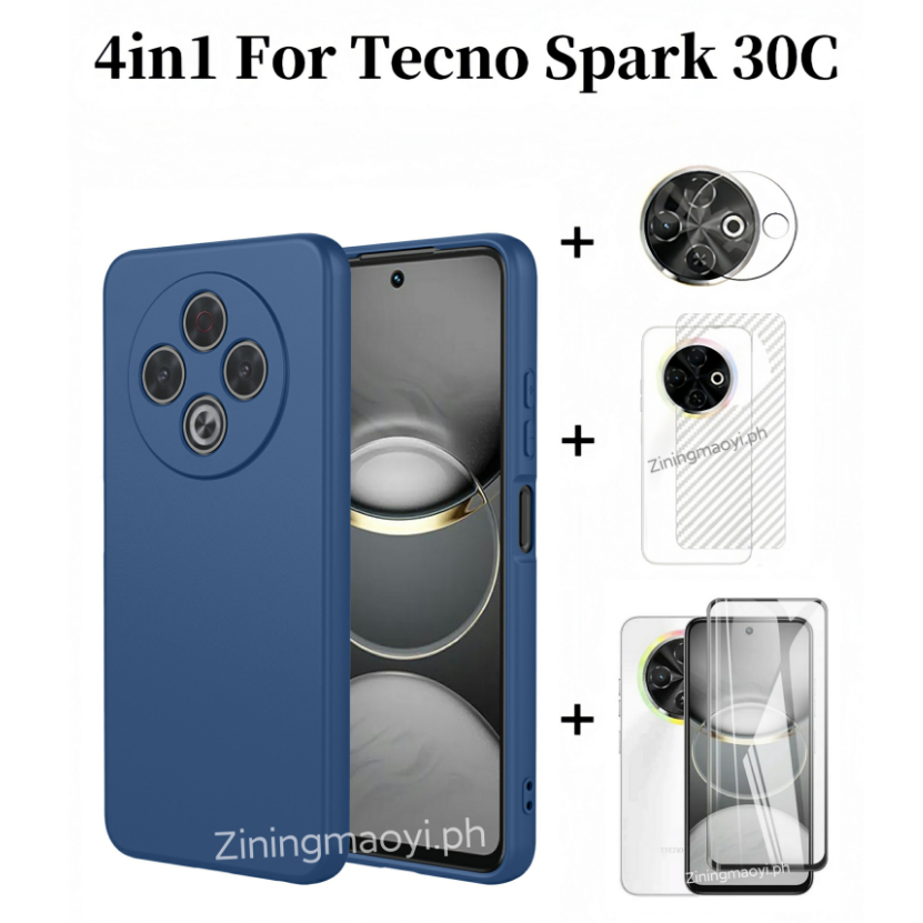 4in1 Dành Cho Tecno Spark 30C Vỏ Điện Thoại Di Động Silicon Lỏng Giả Tecno Spark 30 4G Spark 30pro 4G Kính Cường Lực Phim Và Phim Ống Kính Và Phim Mặt Sau