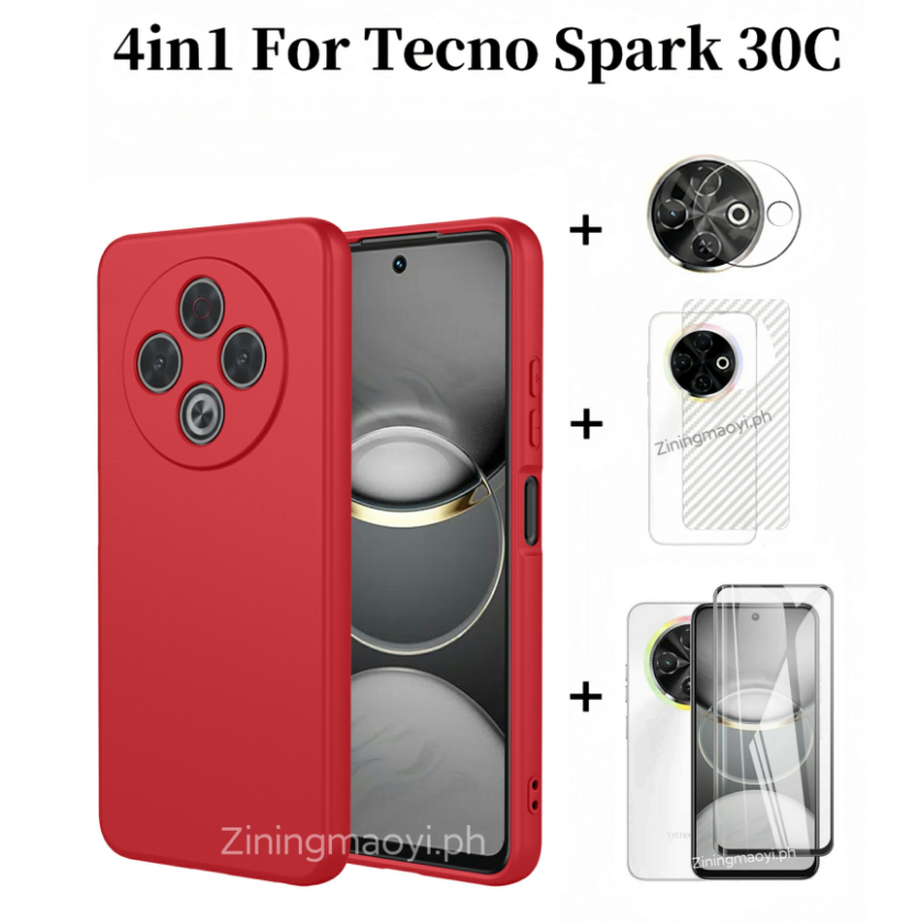 4in1 Dành Cho Tecno Spark 30C Vỏ Điện Thoại Di Động Silicon Lỏng Giả Tecno Spark 30 4G Spark 30pro 4G Kính Cường Lực Phim Và Phim Ống Kính Và Phim Mặt Sau