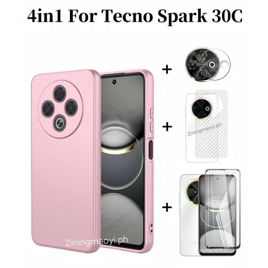 4in1 Dành Cho Tecno Spark 30C Vỏ Điện Thoại Di Động Silicon Lỏng Giả Tecno Spark 30 4G Spark 30pro 4G Kính Cường Lực Phim Và Phim Ống Kính Và Phim Mặt Sau