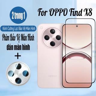 Kính cường lực bảo vệ màn hình 2 trong 1 cho OPPO Find X8 5G 9D Phim bảo vệ kính + Phim ống kính máy ảnh