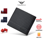 WilliamPOLO Ví Nam Da Thật Đa Năng Chống Trộm - Ví Ngắn Nhỏ Gọn Có Ngăn Đựng Tiền Xu Khóa Kéo  Mens Wallet Genuine Leather Short Anti-Theft RFID Blocking Slim With Zip Coin Pocket Free Ship — ảnh 1