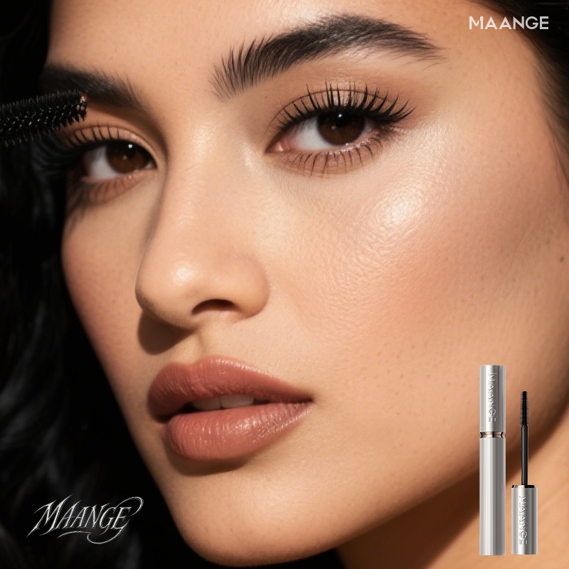 Mascara MAANGE màu đen chuốt mi cong dài dày chống nước và mồ hôi