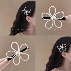 Kẹp tóc ngọc trai hoa, kẹp mái side bangs mỏ vịt cao cấp nữ, phụ kiện du lịch