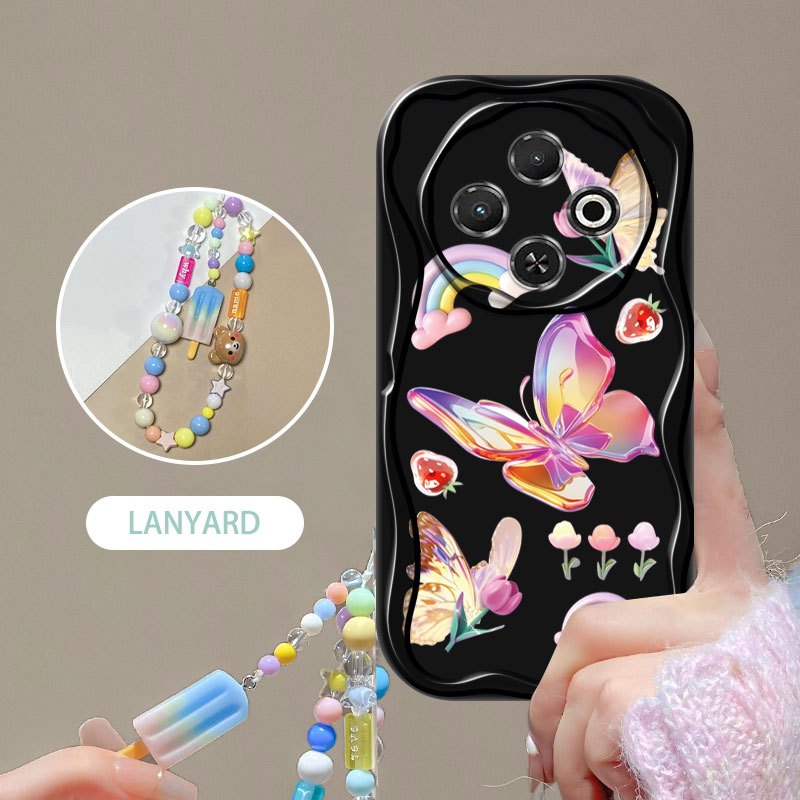 Ốp Điện Thoại YBD Cho Tecno Spark 30C NFC Spark 30 4G KL6 KL5 KL5n Vòng Tay Kem Có Họa Tiết Bướm