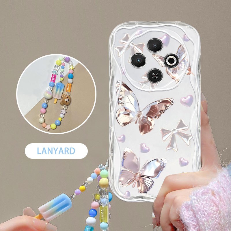 Ốp Điện Thoại YBD Cho Tecno Spark 30C NFC Spark 30 4G KL6 KL5 KL5n Vòng Tay Kem Có Họa Tiết Bướm