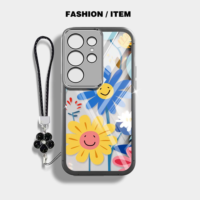 Vỏ YBD Cho Samsung Galaxy S23 S24 S25 Plus Ultra S23FE S24FE S25 + S24 + S23 + S25 Edge INS Phong Cách Mặt Cười Hoa Hướng Dương Vỏ Điện Thoại