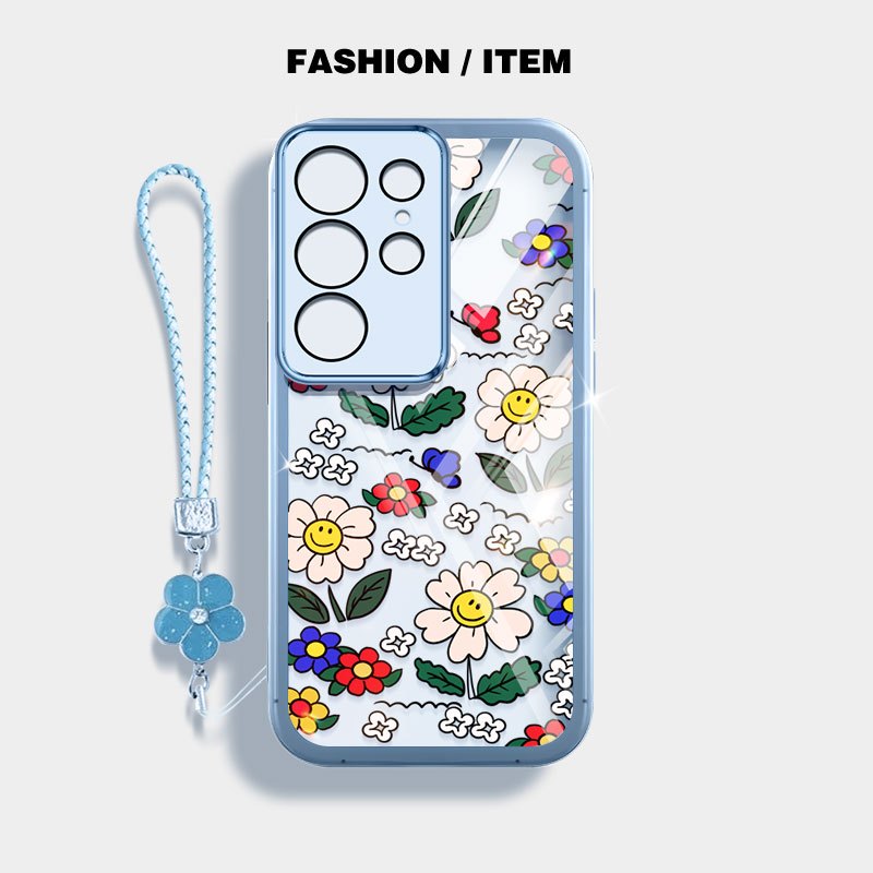 Vỏ YBD Cho Samsung Galaxy S23 S24 S25 Plus Ultra S23FE S24FE S25 + S24 + S23 + S25 Edge INS Phong Cách Mặt Cười Hoa Hướng Dương Vỏ Điện Thoại