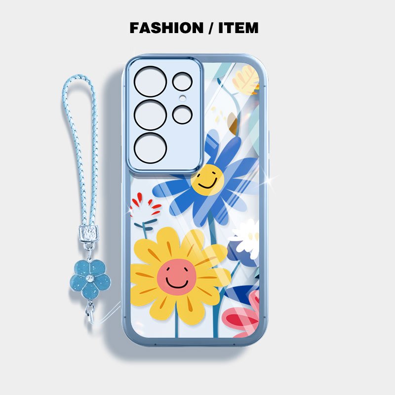 Vỏ YBD Cho Samsung Galaxy S23 S24 S25 Plus Ultra S23FE S24FE S25 + S24 + S23 + S25 Edge INS Phong Cách Mặt Cười Hoa Hướng Dương Vỏ Điện Thoại