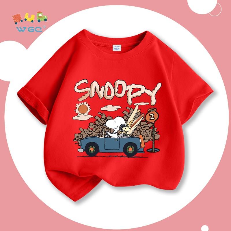 W.G.Q  Áo thun bé trai , vải 100% Cotton, mềm mại thoải mái khi in hình SNOOPY