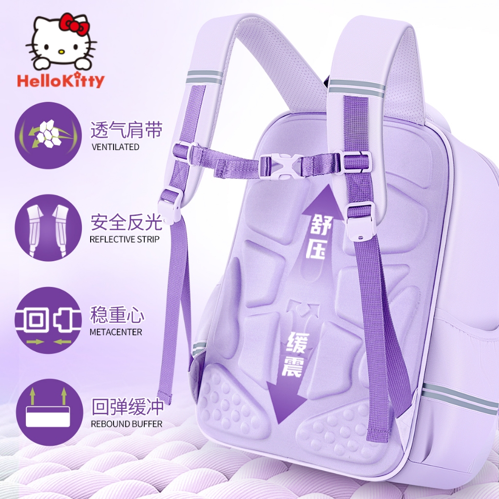 Túi đi học nữ Kuromi Lớp 1 đến Lớp 3 Học sinh tiểu học chuyên dụng 2025 Phong cách mới Bảo vệ sườn núi Giảm gánh nặng cho trẻ em