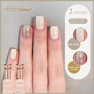 Annies Yến Mạch Sữa Trắng Sơn Móng Tay Keo Cưới Sequin Sơn Móng Tay Keo Hai Màu Bộ