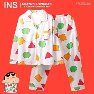 Bộ Đồ Ngủ Nữ Mùa Hè Nhật Bản Phong Cách Hàn Quốc Crayon Shin-Chan Dài Tay Phù Hợp Với Hoạt Hình Họa Tiết Dễ Thương