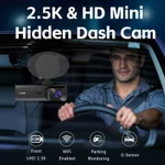 Joysync 3 Kênh Dash Cam, Camera trước 2.5K / 720P Bên trong / 480P Phía sau ô tô có điều khiển ứng dụng WiFi cho ô tô, Camera hành trình có tầm nhìn ban đêm, Ghi vòng lặp, WDR, Cảm biến G, Màn hình đỗ xe 24H — ảnh 3
