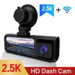 Joysync 3 Kênh Dash Cam, Camera trước 2.5K / 720P Bên trong / 480P Phía sau ô tô có điều khiển ứng dụng WiFi cho ô tô, Camera hành trình có tầm nhìn ban đêm, Ghi vòng lặp, WDR, Cảm biến G, Màn hình đỗ xe 24H — ảnh 2