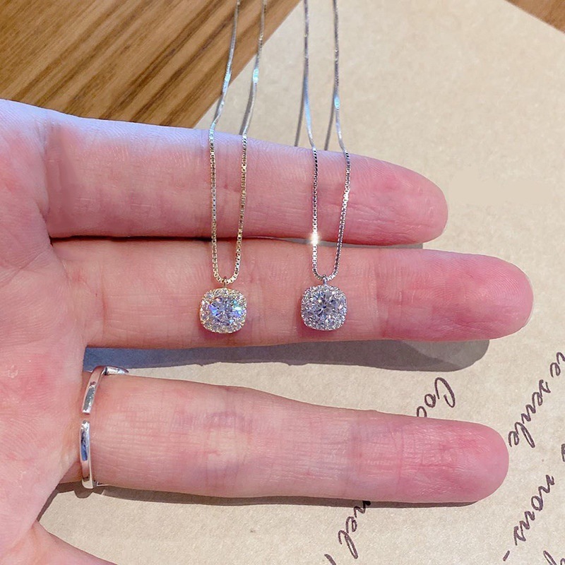 Vòng cổ Zircon vuông thời trang Hàn Quốc Quà tặng ngày lễ dành cho nữ