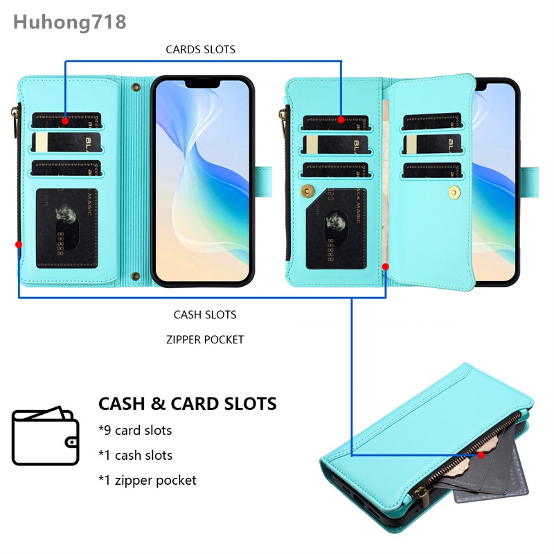 Ốp Da Dây Kéo Lật Cho Infinix Note 12 2023 30 VIP 40 50 Pro Plus 40X 50S 4G 5G Khe Cắm Đa Thẻ Sang Trọng Lật Ví Bao Da