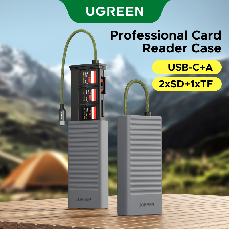 UGREEN USB-A + USB-C sang 2 * SD + 1 * Đầu đọc thẻ TF với công cụ phóng SIM USB 3.0 Bộ lưu trữ và đọc thẻ 2 trong 1 5Gbps Tương thích cho thiết bị Apple và Android