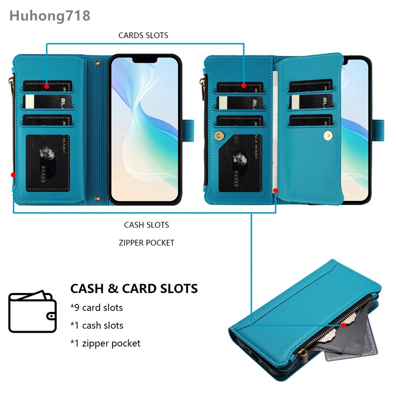 Ốp Da Dây Kéo Lật Cho Huawei P20 P30 P40 Lite P50 P60 Art P80 Pro Ultra 4G Khe Cắm Đa Thẻ Sang Trọng Lật Ví Bao Da