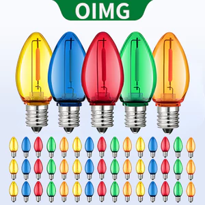 OIMG Có thể điều chỉnh độ sáng C7 Led Thay thế bóng đèn Giáng sinh 1W Nhựa chống vỡ nhiều màu E12 Chân đế nến cho đèn dây tiệc ngoài trời 220V