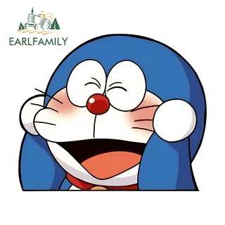 EARLFAMILY Doremon Emotion Miếng Dán Xe Dễ Thương Chống Thấm Nước Chống Trầy Xước JDM Vinyl Decal Thích Hợp Cho Kính Chắn Gió Phía Sau Xe Máy Ván Trượt