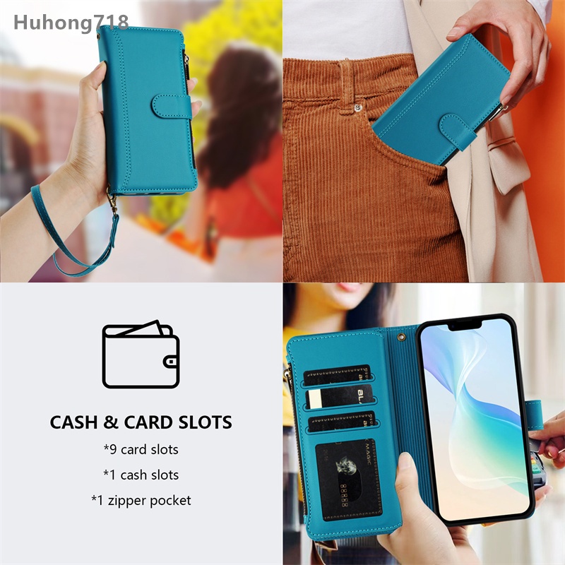 Ốp Da Dây Kéo Lật Cho Huawei P20 P30 P40 Lite P50 P60 Art P80 Pro Ultra 4G Khe Cắm Đa Thẻ Sang Trọng Lật Ví Bao Da