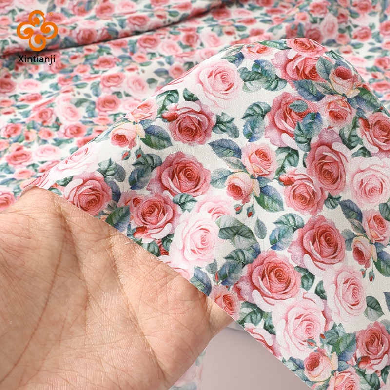 Vải Voan Độ Cường Độ Cao Vintage Hoa Hồng In Mềm Thoáng Khí Cho Váy DIY Thủ Công Chất Liệu May Vải TJ2839