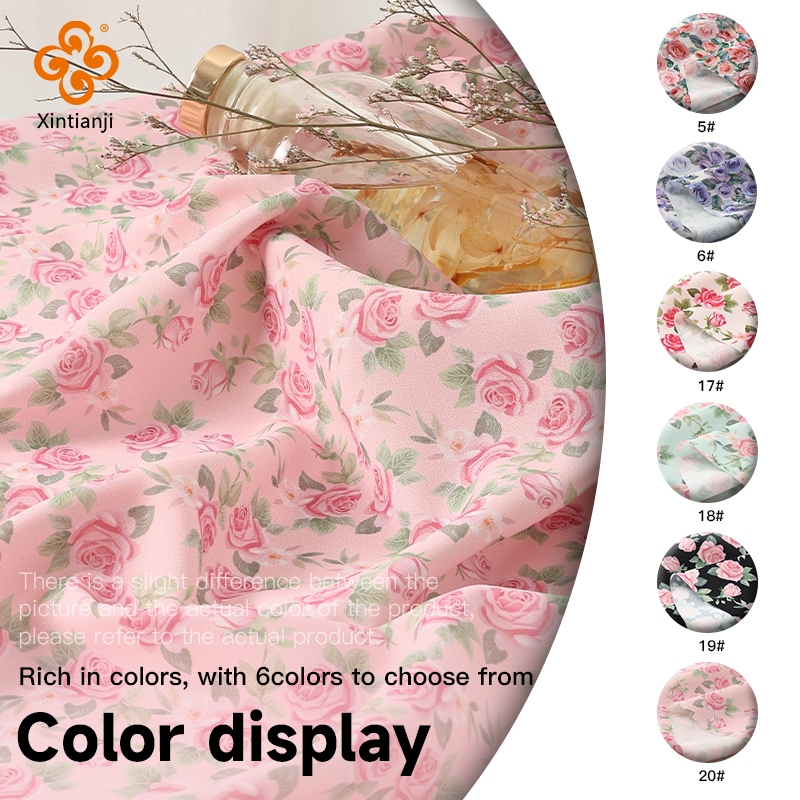 Vải Voan Độ Cường Độ Cao Vintage Hoa Hồng In Mềm Thoáng Khí Cho Váy DIY Thủ Công Chất Liệu May Vải TJ2839