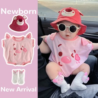 Bộ áo liền quần mùa hè mềm mại và thoải mái cho bé gái sơ sinh (0-24 tháng)