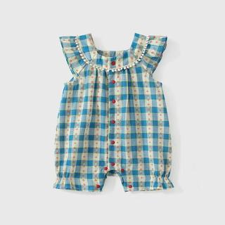 Sơ Sinh Bé Gái Mùa Hè Cotton Dễ Thương Rompers Lưới Hoa In Hình Quần Áo Tay Ngắn Cho Bé Retro Áo liền quần (0-24 Tháng)