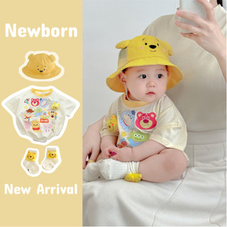 Sơ Sinh Bé Trai Bé Gái Mùa Hè Cotton Gấu Dâu Dễ Thương vừa vặn áo liền quần mềm mại và thoải mái (0-24 tháng)