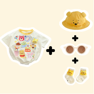 Sơ Sinh Bé Trai Bé Gái Mùa Hè Cotton Gấu Dâu Dễ Thương vừa vặn áo liền quần mềm mại và thoải mái (0-24 tháng)