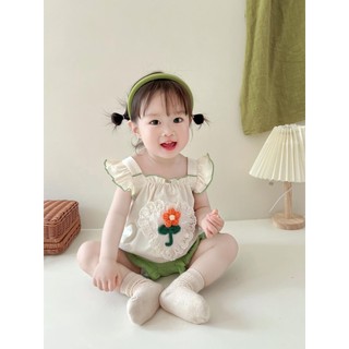 Bé Sơ Sinh Bé Gái Mùa Hè Cottom Hoa Dễ Thương In Hình Quần Áo Tay Ngắn Quần Áo Cho Bé 2 Chiếc (0-24 Tháng)