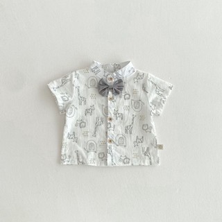 Mùa Hè Bé Trai Hoạt Hình Dễ Thương Họa Tiết Động Vật Nhỏ Lỏng Lẻo Phù Hợp Với Bộ Quần Áo Cotton Mềm Mại Và Thoải Mái (9-36 Tháng)