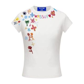 HIIXIIVI Áo thun dài vai thường ngày cổ tròn nữ, chất liệu cotton co giãn cao