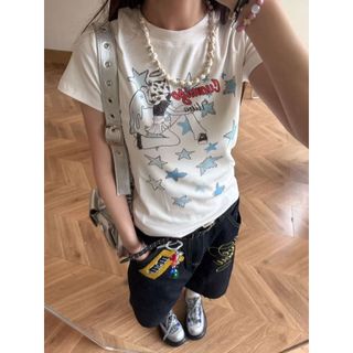 HIIXIIVI Áo thun 100% cotton cổ tròn dành cho nữ, thoải mái và có độ đàn hồi cao