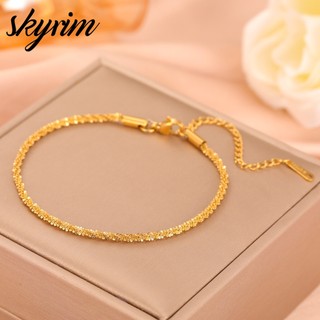 Vòng tay vàng tối giản đơn giản SKYRIM dành cho nữ Trang sức nhẹ bằng thép không gỉ