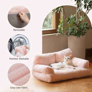Giường cho mèo cho mèo trong nhà, Giường cho chó có thể giặt được cho chó và mèo nhỏ có nắp đậy có thể tháo rời, Ghế cho mèo lông tơ có đáy chống trượt