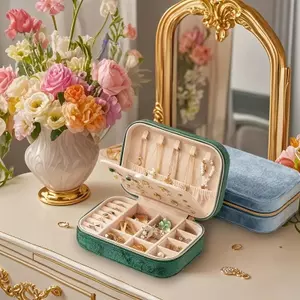 CASEGRACE Nhung Hộp Trang Sức Người Tổ Chức Nhỏ Di Động Tổ Chức Hộp Trang Sức Cho Nhẫn Bông Tai Dây Chuyền Vòng Tay