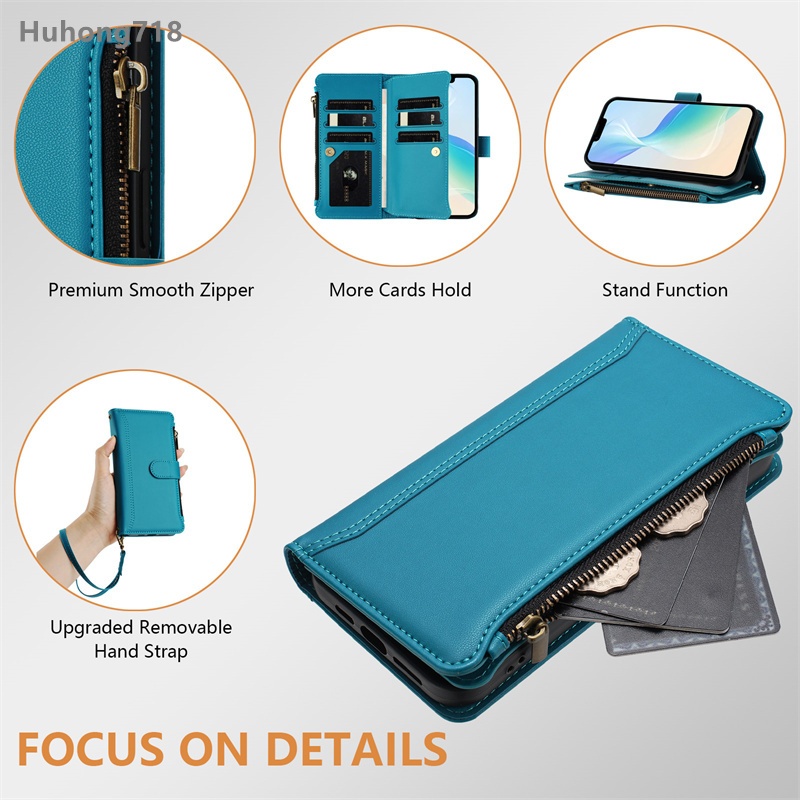 Ốp Da Dây Kéo Lật Cho Huawei P20 P30 P40 Lite P50 P60 Art P80 Pro Ultra 4G Khe Cắm Đa Thẻ Sang Trọng Lật Ví Bao Da