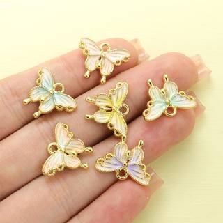 10 Chiếc Mùa Xuân Mùa Hè Tươi Gradient Bướm Nhỏ Giọt Dầu Hợp Kim Quyến Rũ, Màu Sắc Nối Thanh Lịch Bướm Mặt Dây Chuyền Cho DIY Nữ Hàng Ngày & Hẹn Hò Vòng Cổ Bông Tai Vòng Tay Và Hơn Thế nữa