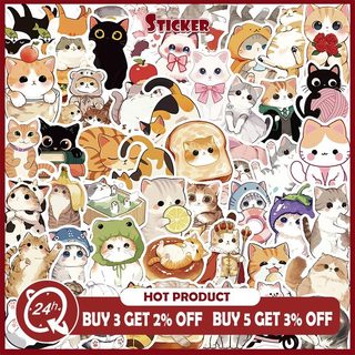 Bộ 50 Kawaii Mèo Dán Động Vật Mèo Con Graffiti Đề Can Hành Lý Điện Thoại DIY Miếng Dán Đồ Chơi Trẻ Em