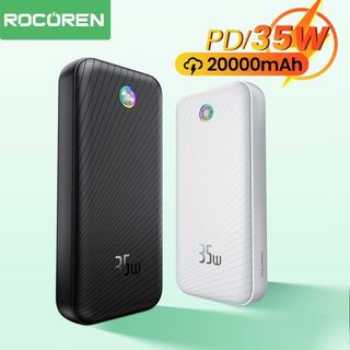 Rocoren 20000mAh PD 35W Ba cổng dung lượng lớn Power Bank Sạc nhanh Pin ngoài cho iPhone Huawei Samsung S24 Macbook Air