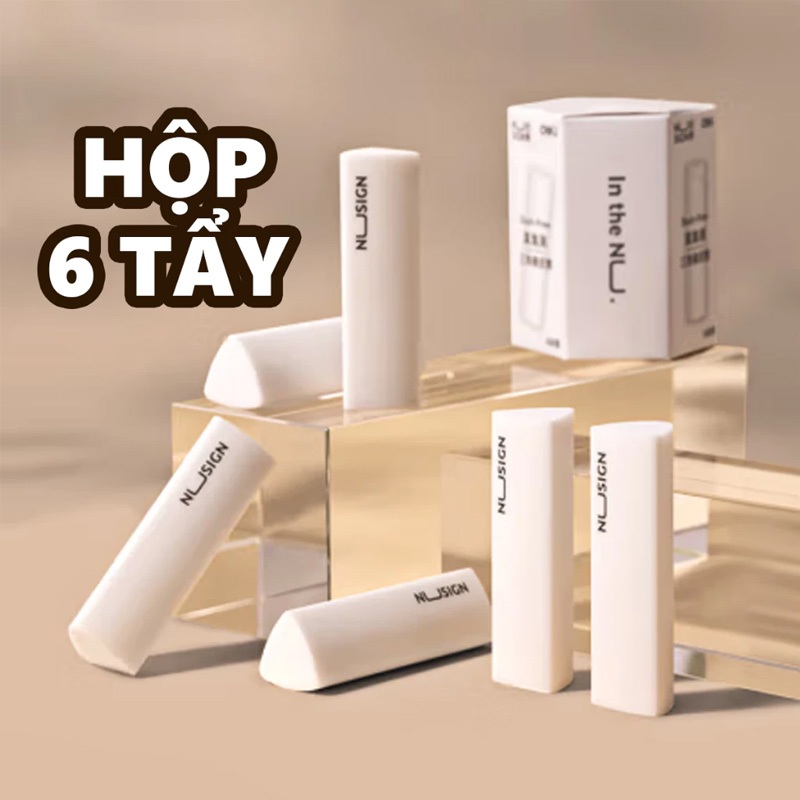 🍭Candy🍭Hôp 6 Gôm Tẩy Siêu Sạch Deli Nusign Cao Cấp Tẩy Mềm Siêu Sạch Ít Vụn Không Mòn Rách Giấy Dụng Cụ Học Tập Cho Học Sinh
