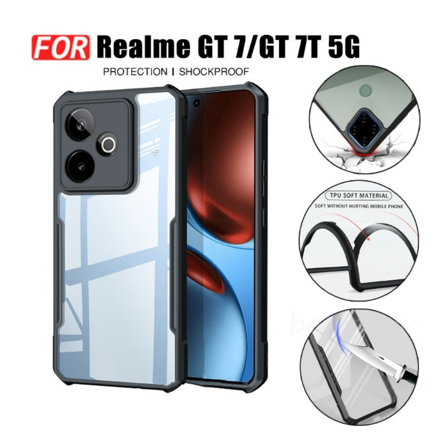 Ốp điện thoại chống sốc 4in1 Realme GT 7 5G cho phim kính cường lực Realme C75 C75X và phim ống kính và phim mặt sau