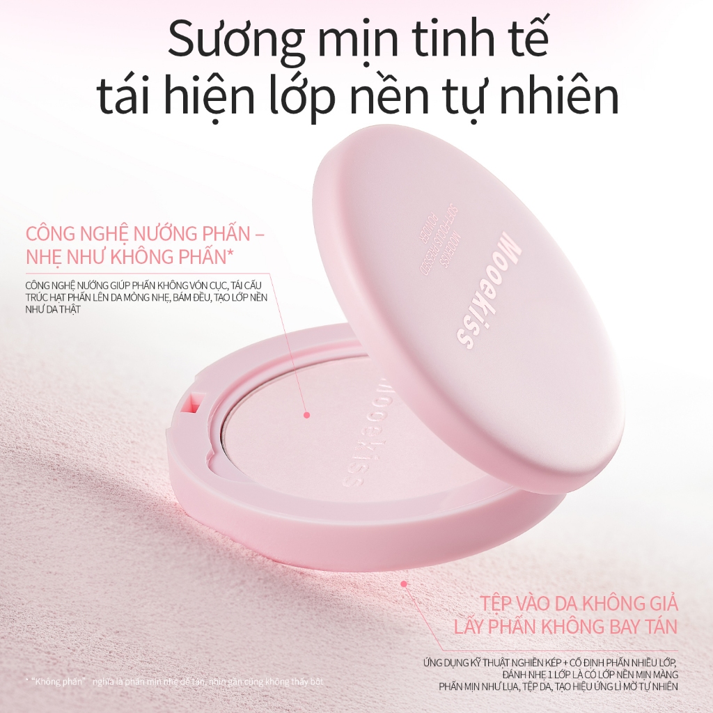 Phấn Phủ Mooekiss 9g, Kiềm Dầu, Khóa Nền, Làm Mịn Lỗ Chân Lông, Mỏng Nhẹ, Lâu Trôi