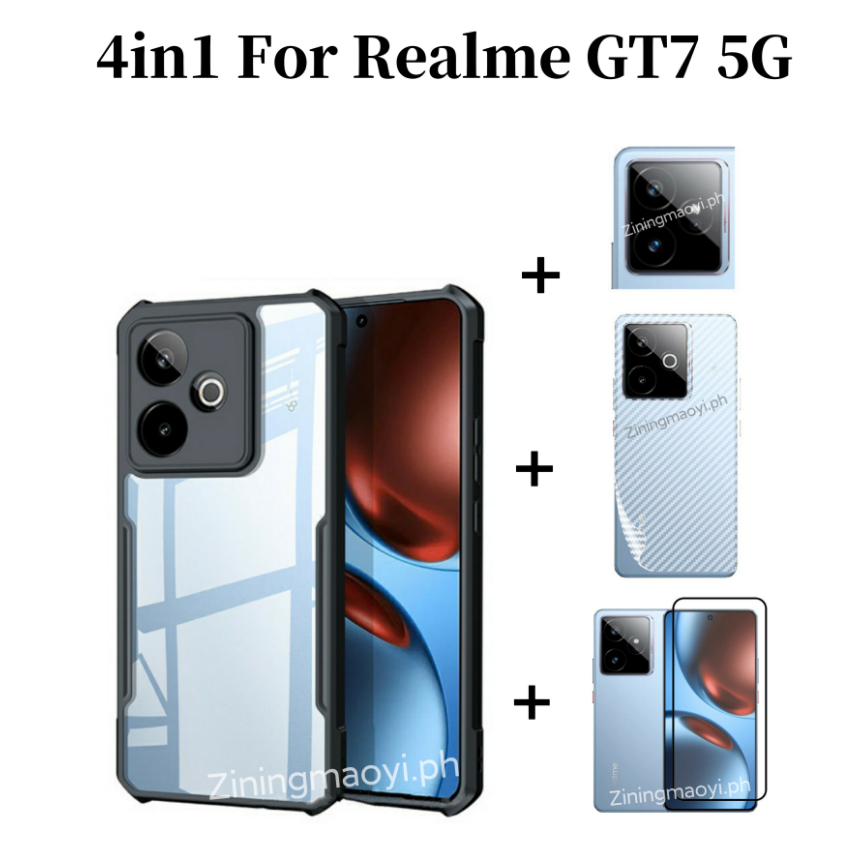 Ốp điện thoại chống sốc 4in1 Realme GT 7 5G cho phim kính cường lực Realme C75 C75X và phim ống kính và phim mặt sau