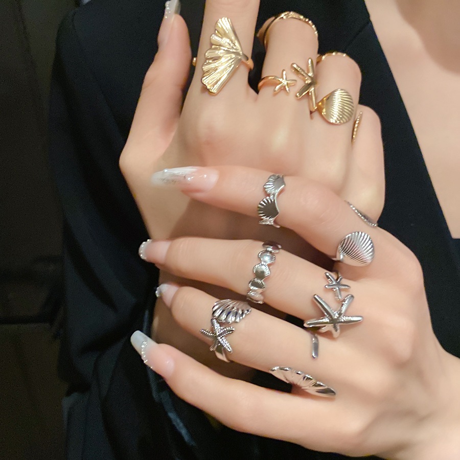 [Jewbeauty] Nhẫn mở vỏ sao biển không đều, nhẫn ngón trỏ cá tính, cảm giác cao cấp nhẹ nhàng sang trọng, bán buôn phụ kiện cầm tay