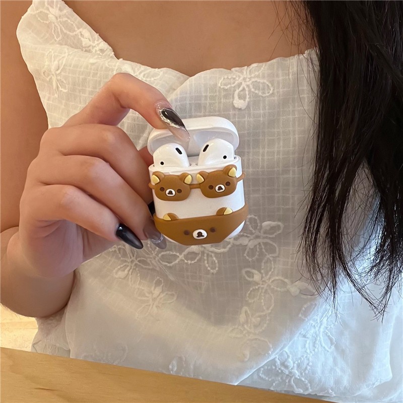 Air Pods 1 / 2 Thế hệ thứ 3 Air Pods Pro Air Pods 3 / 4 Bikini Họa tiết gấu thư giãn Chất liệu silicon Vỏ bảo vệ Tai nghe không dây